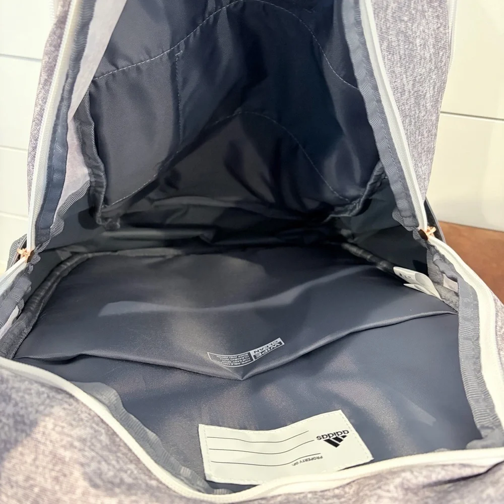 Adidas Gray Backpack Rose Gold Logo School Travel Laptop Bag